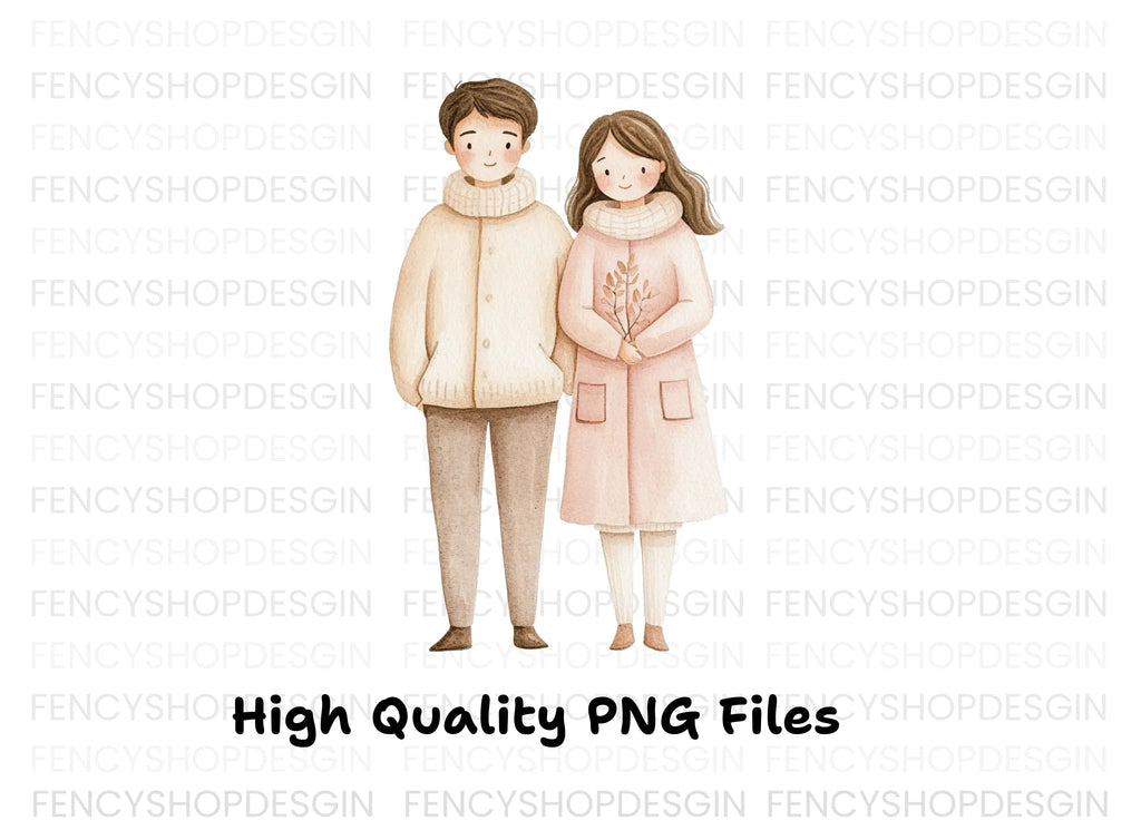 Cute Couple Winter Clipart Bundle