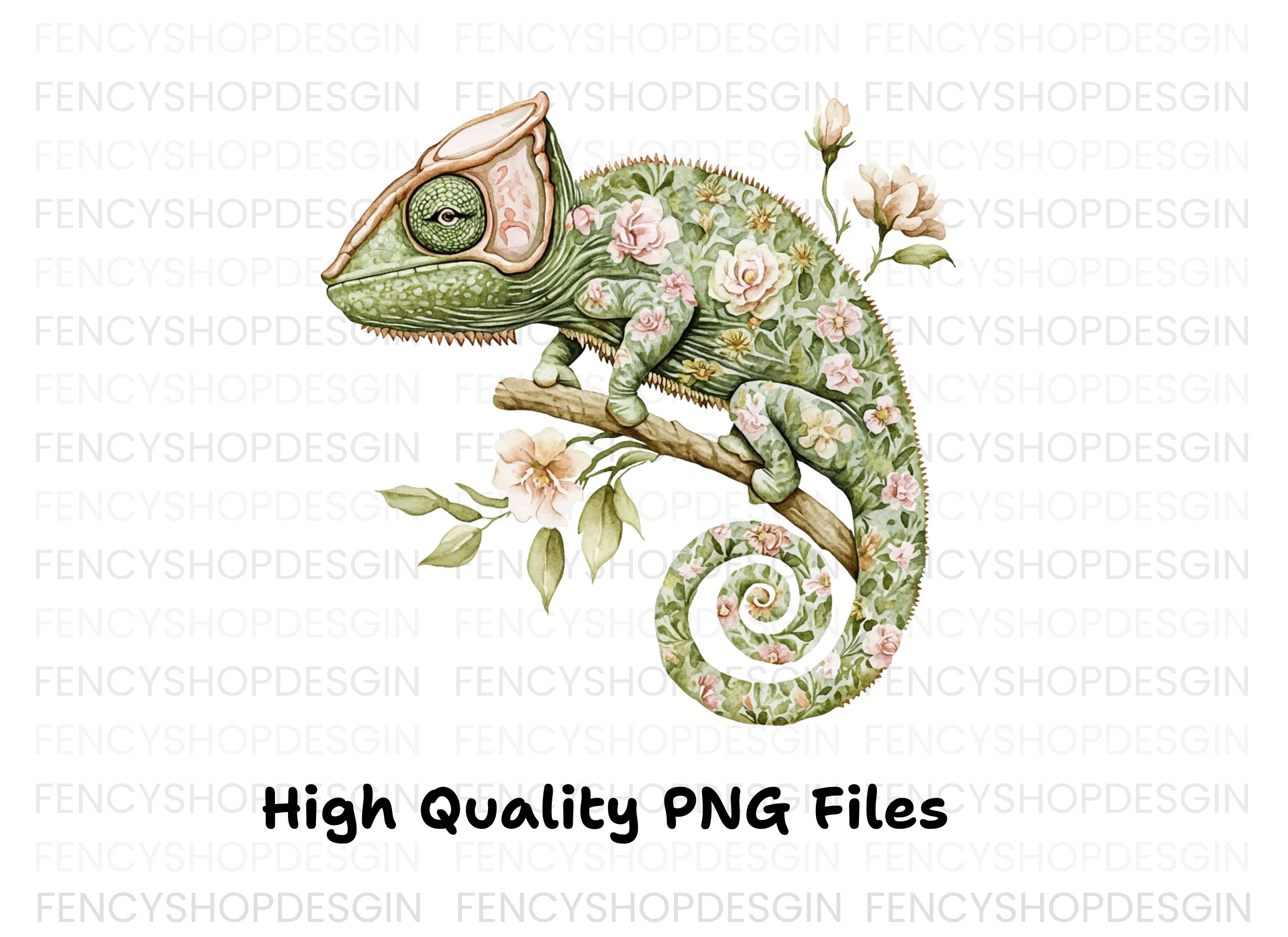 Floral Chameleon Trio Clipart Bundle