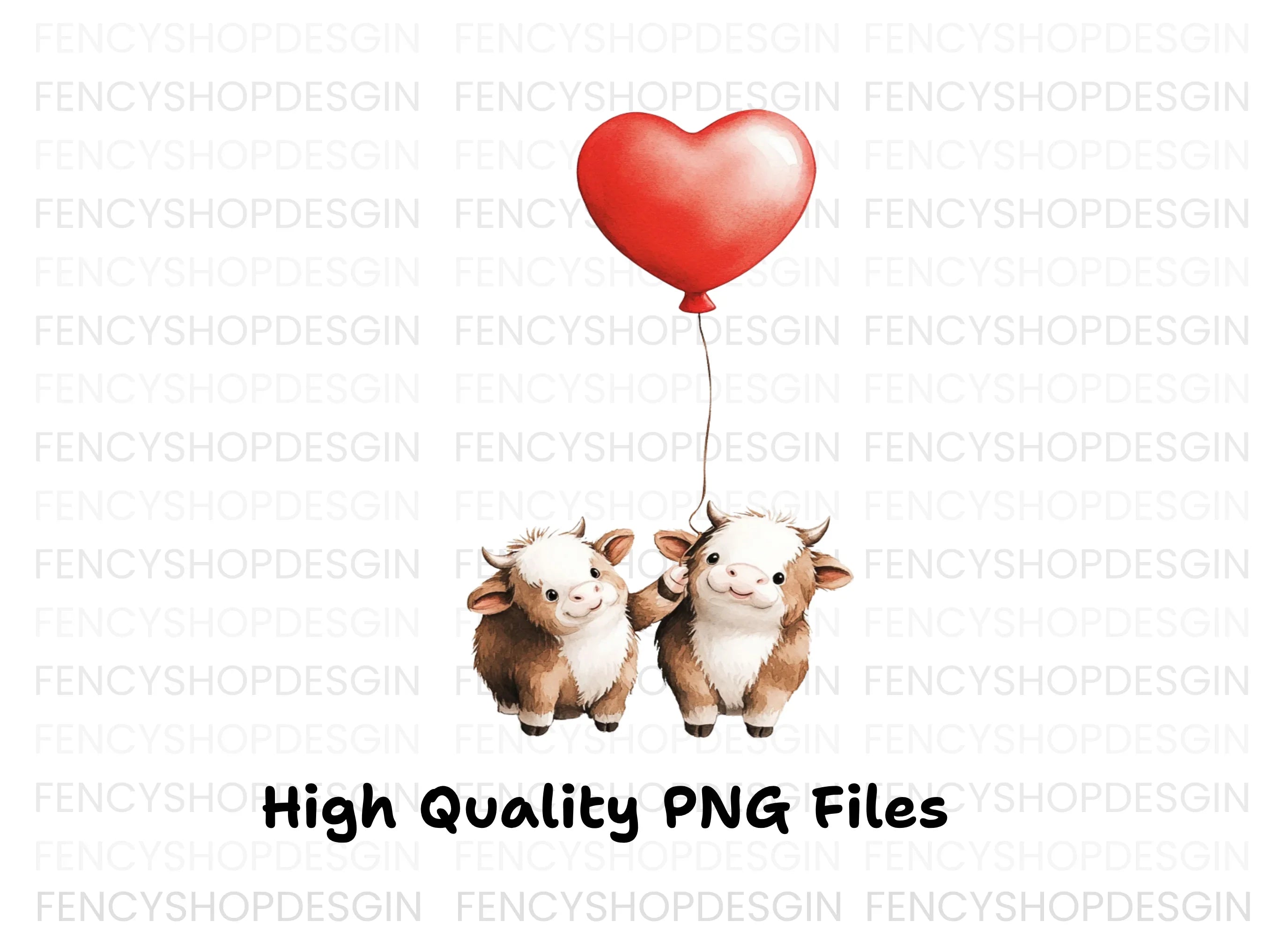 Sweet Calves with Heart Balloon Clipart Bundle