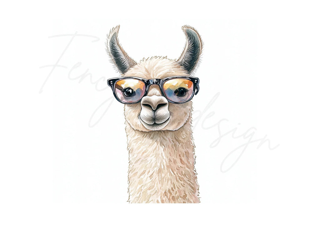 Cool Llama With Glasses Clipart Bundle