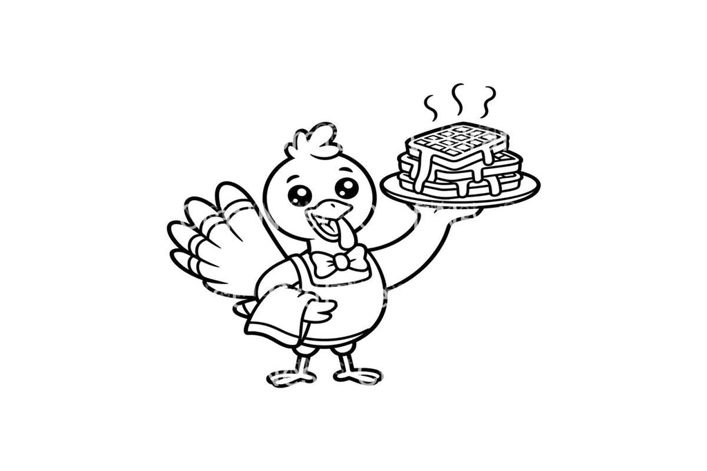 Cute Turkeys with Waffles Coloring Books