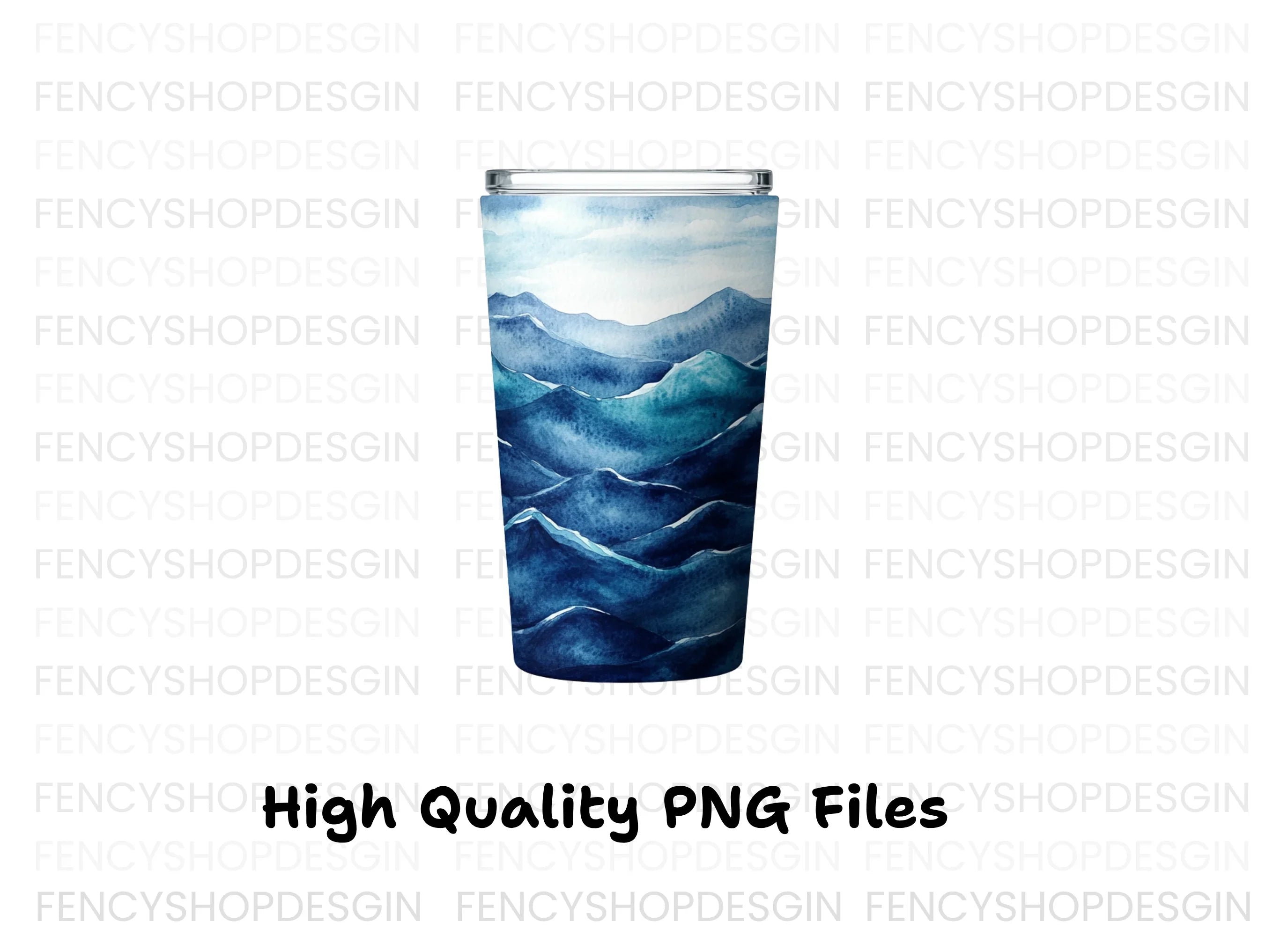 Blue Waves Glass Clipart Bundle