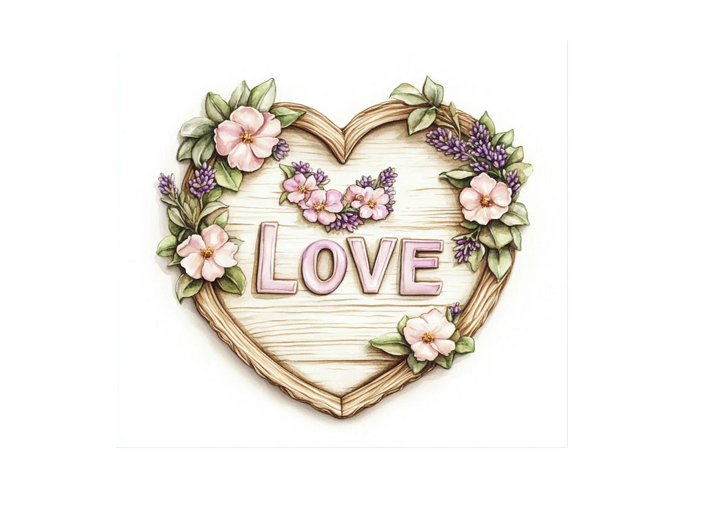 Rustic Floral Love Heart Clipart Bundle