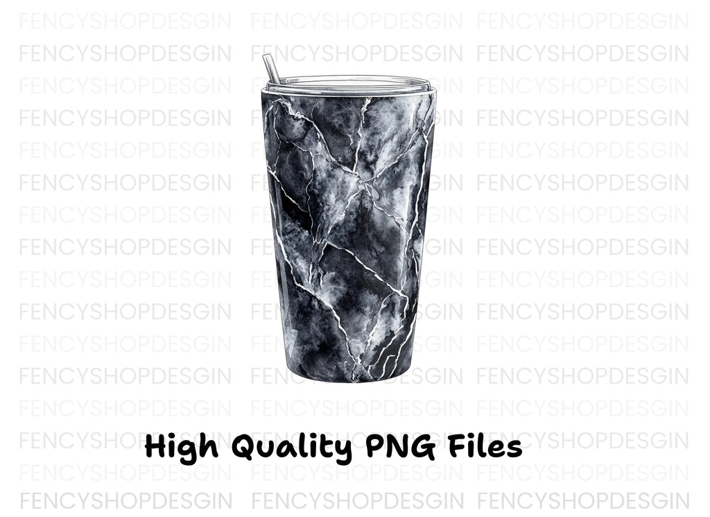 Black Marble Tumbler Clipart Bundle