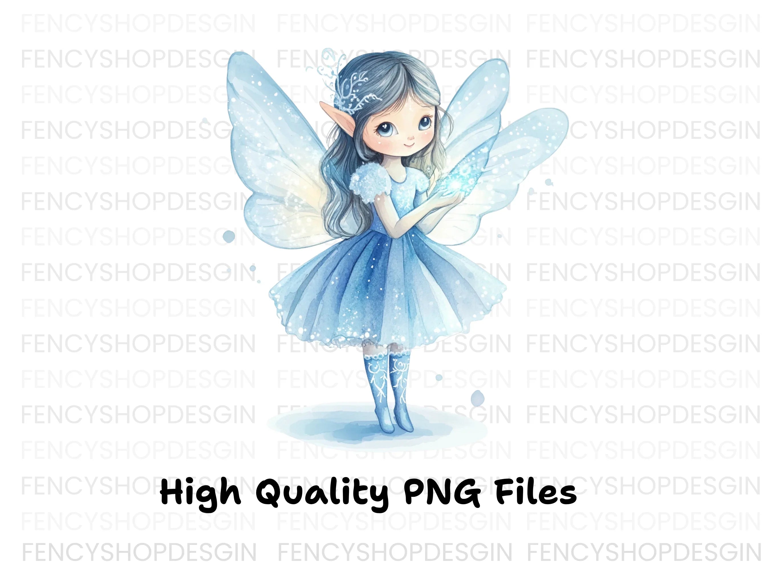 Cute Winter Fairy Magical Glow Clipart Bundle