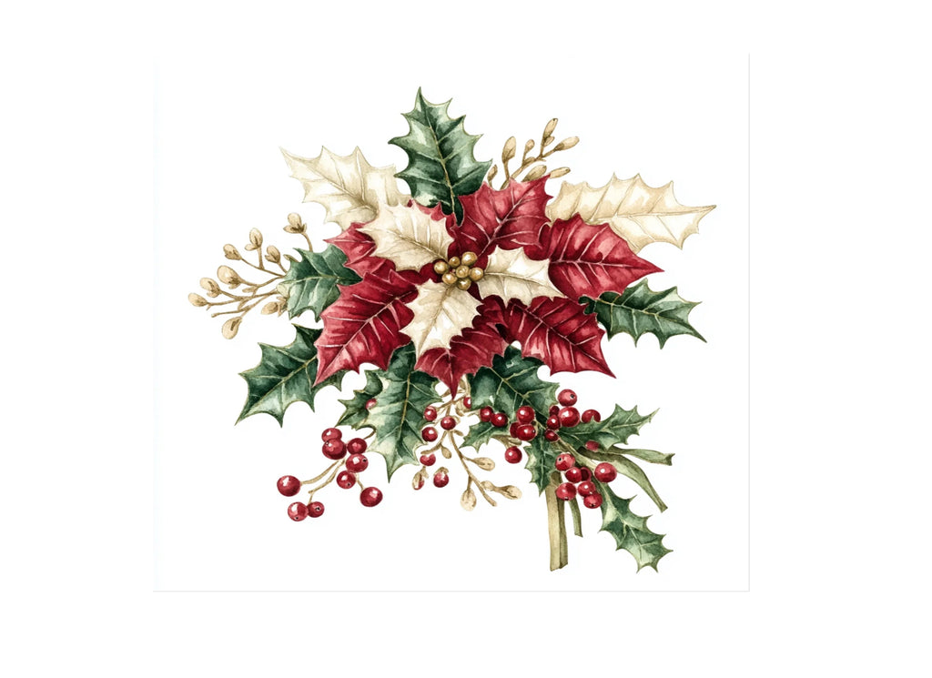 Poinsettia and Holly Christmas Clipart Bundle
