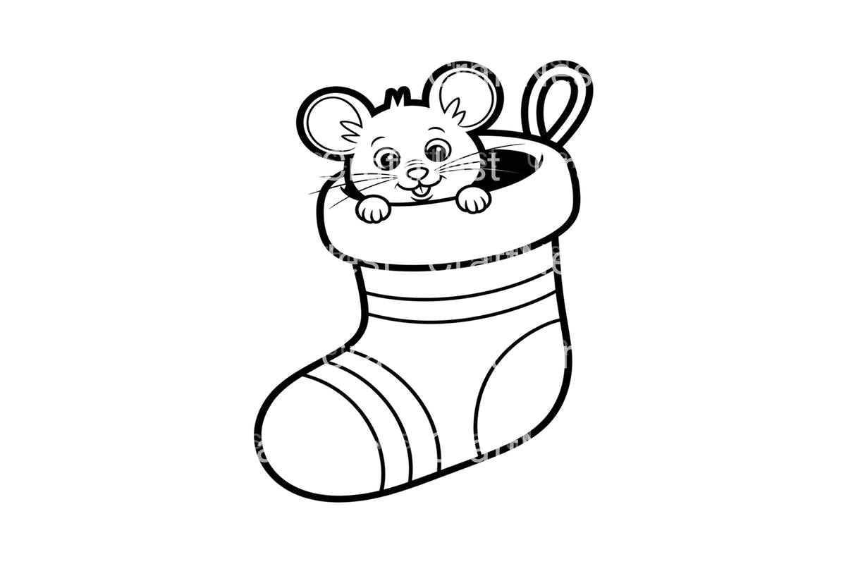 Cute Mice in Christmas Stockings Coloring Books