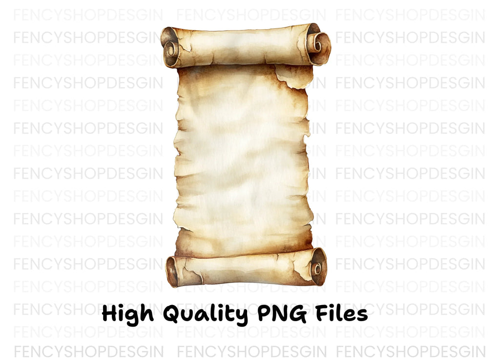 Aged Scroll Unfurled Parchment Clipart Bundle