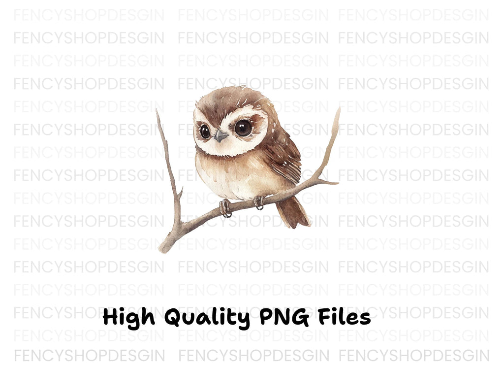 Cute Owl on Branch Clipart Bundle