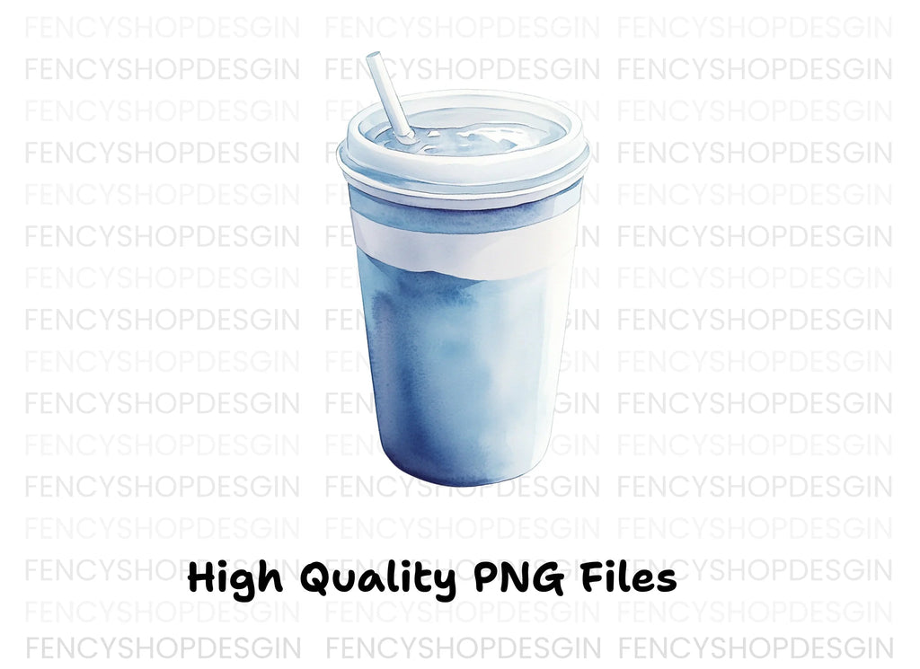Blue Smoothie Cup Clipart Bundle