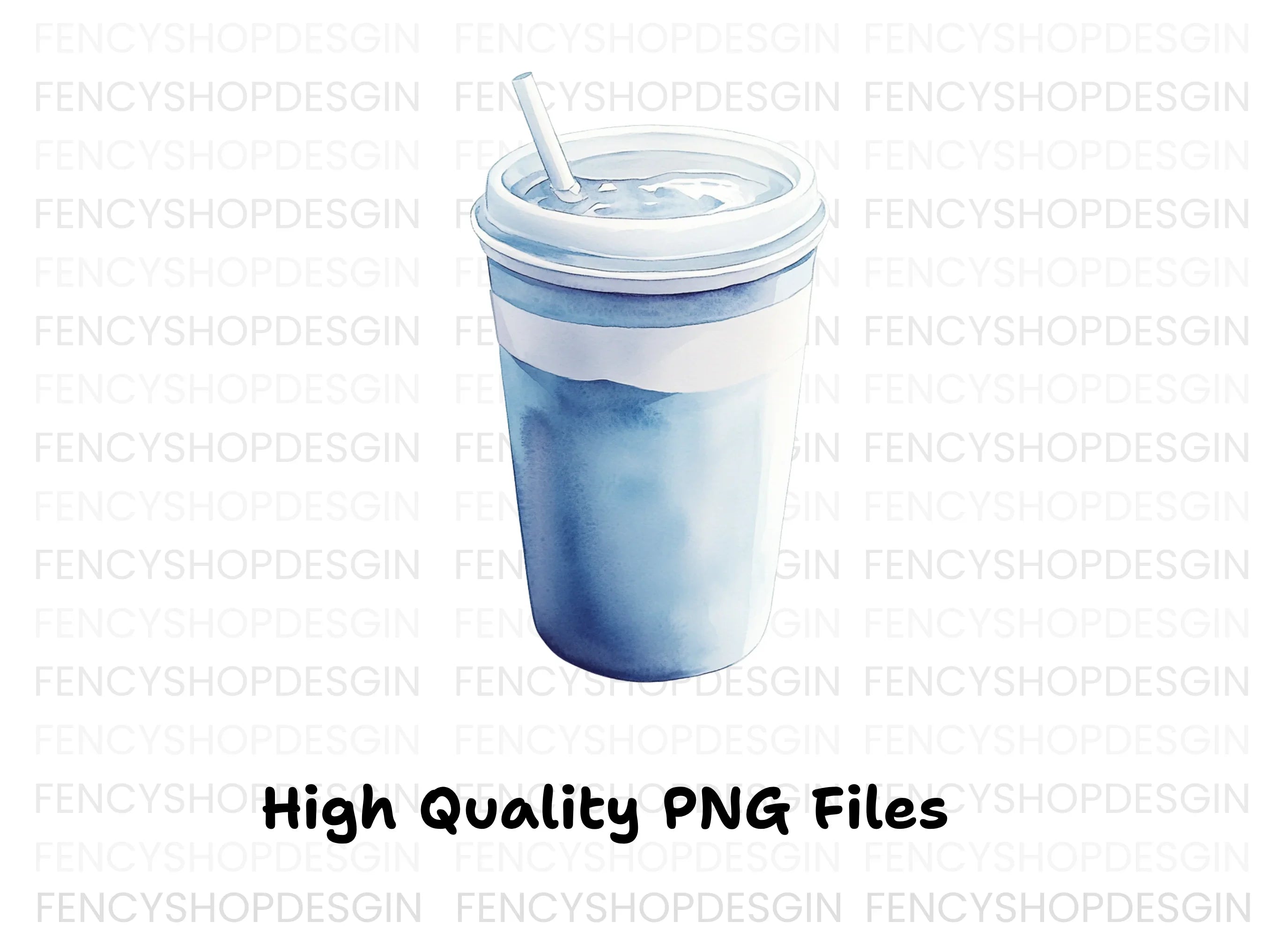Blue Smoothie Cup Clipart Bundle