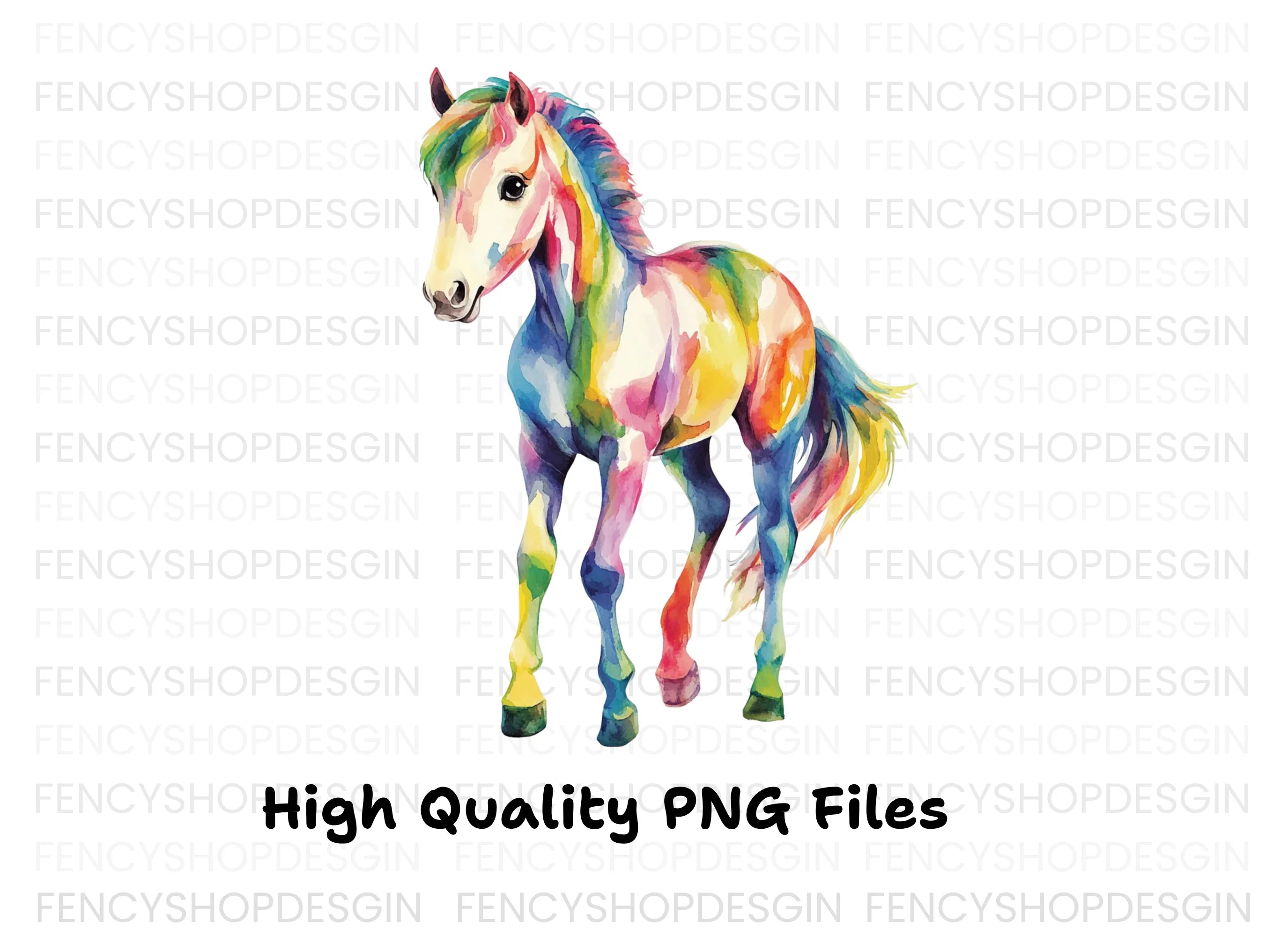 Playful Rainbow Foal Clipart Bundle