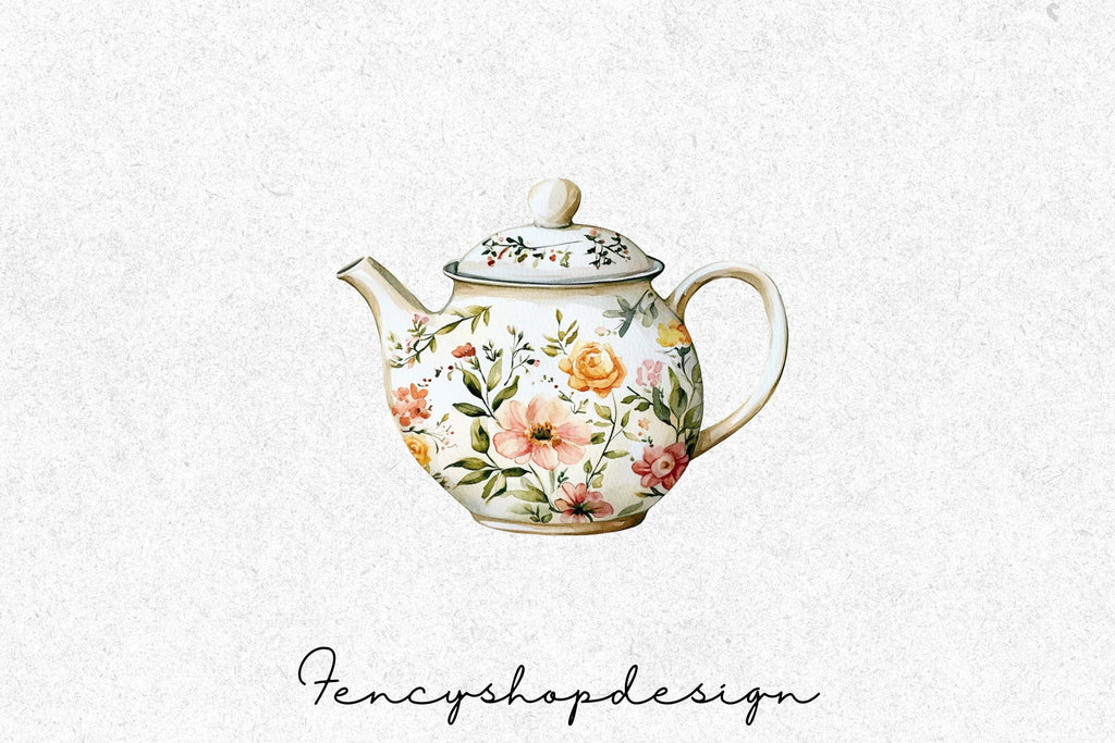 Floral Teapot Clipart Bundle
