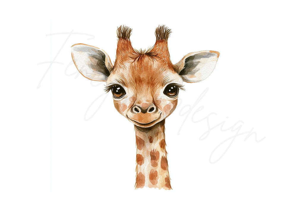 Cute Baby Giraffe Faces Clipart Bundle