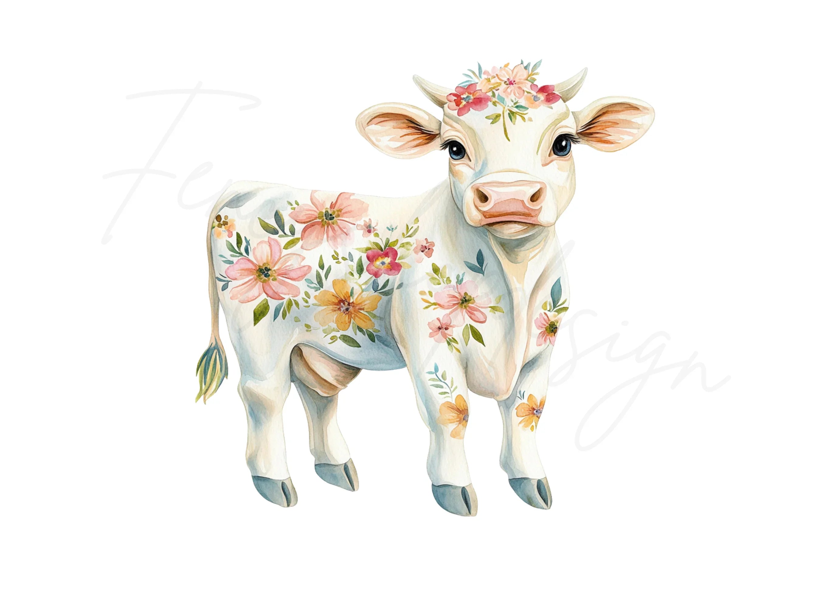Floral Baby Calf Clipart Bundle