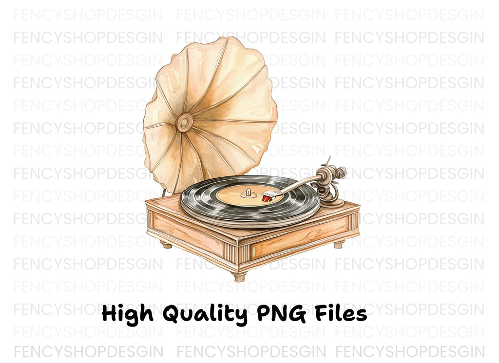 Retro Record Player Clipart Bundle