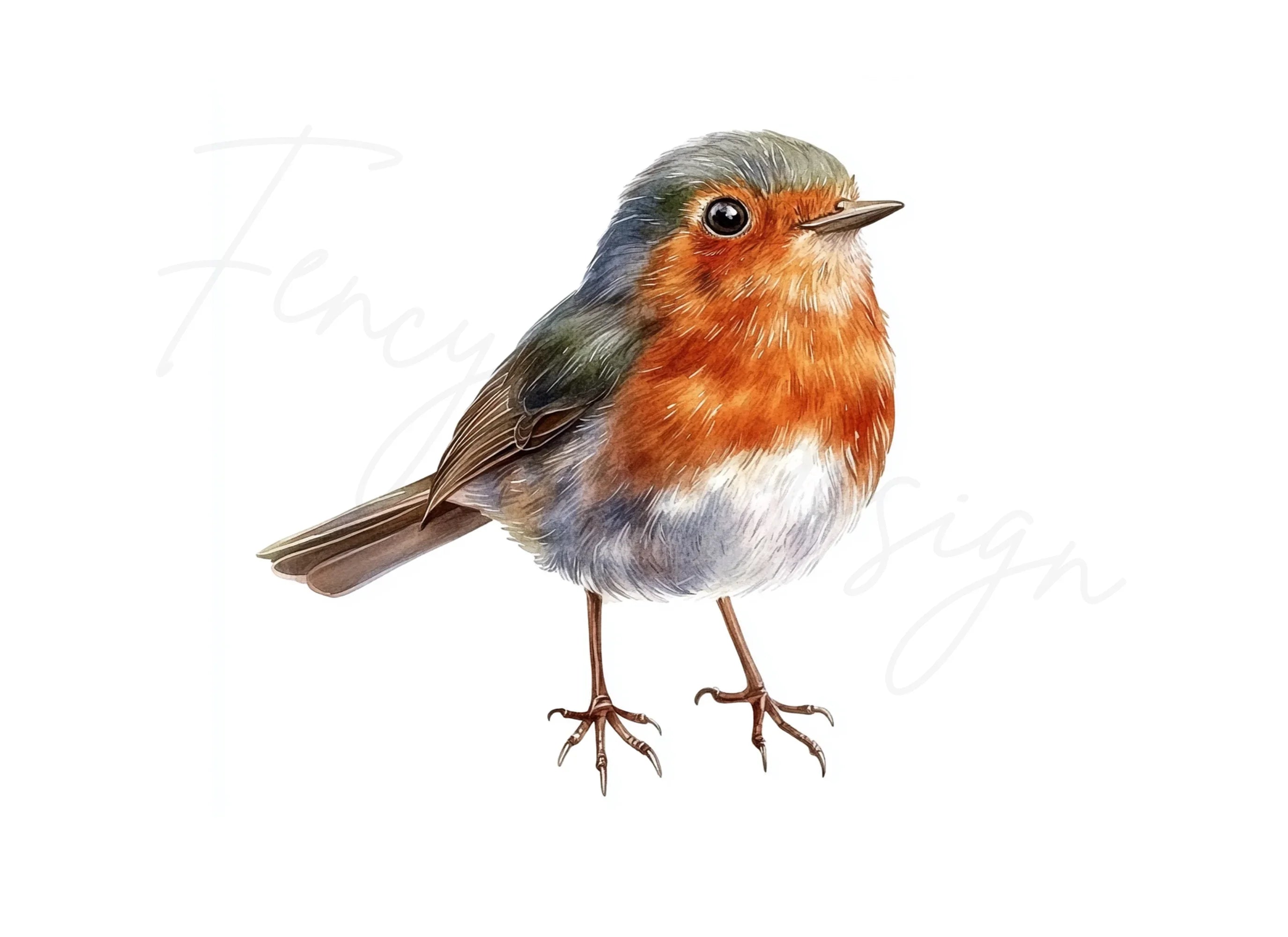 Cute European Robin Bird Illustrations Clipart Bundle