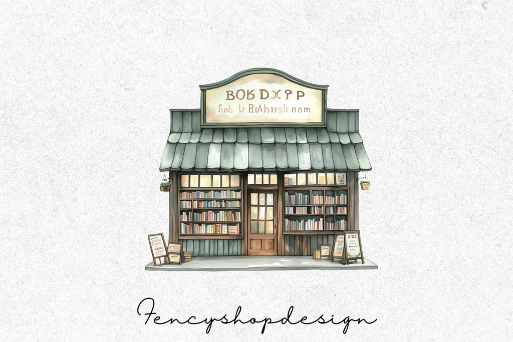 Vintage Bookshop Clipart Bundle