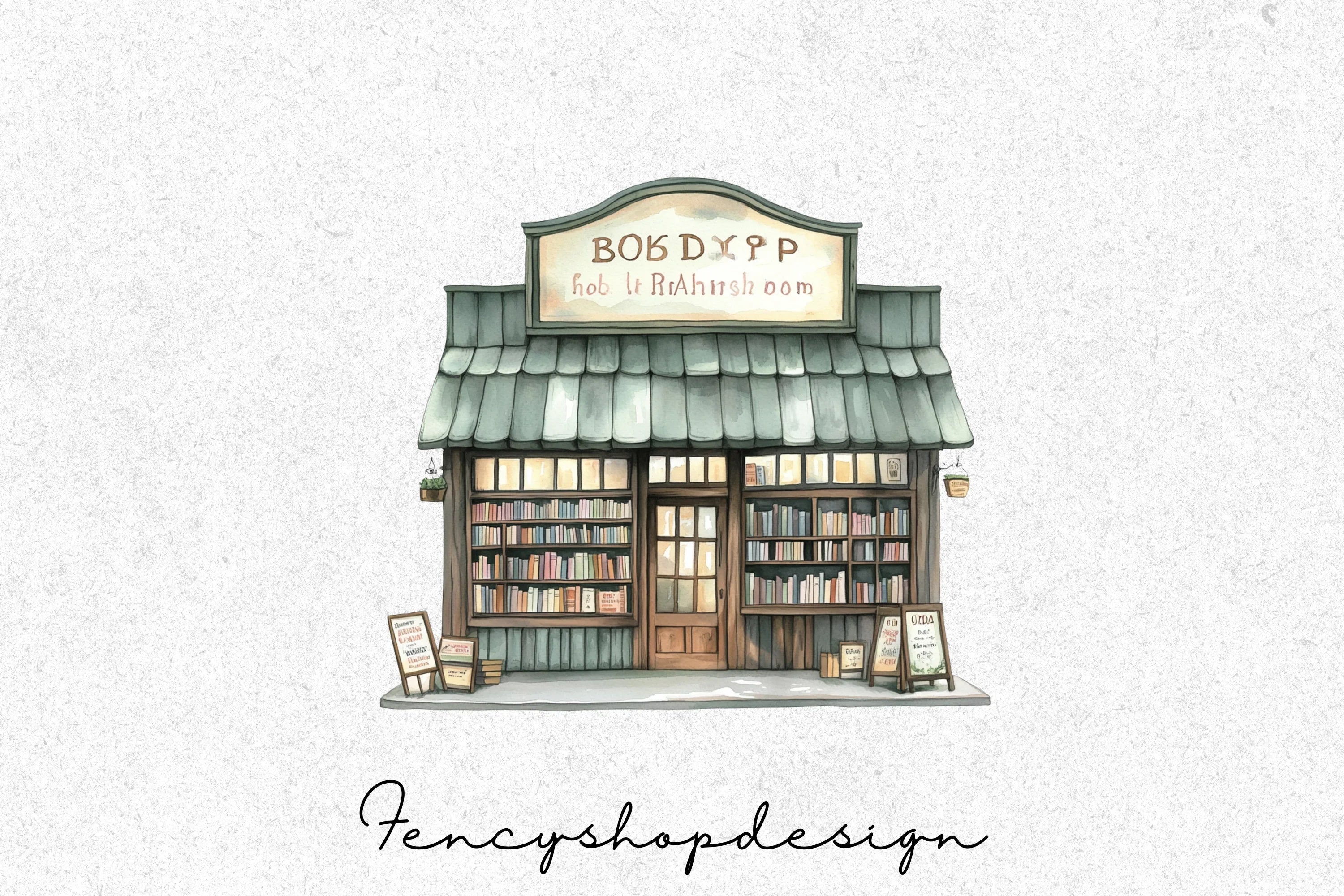 Vintage Bookshop Clipart Bundle