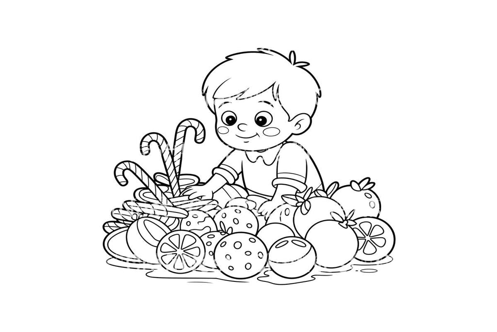 Cute Kids with FruitsFun Coloring Books
