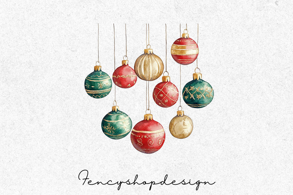 Festive Christmas Baubles Clipart Bundle