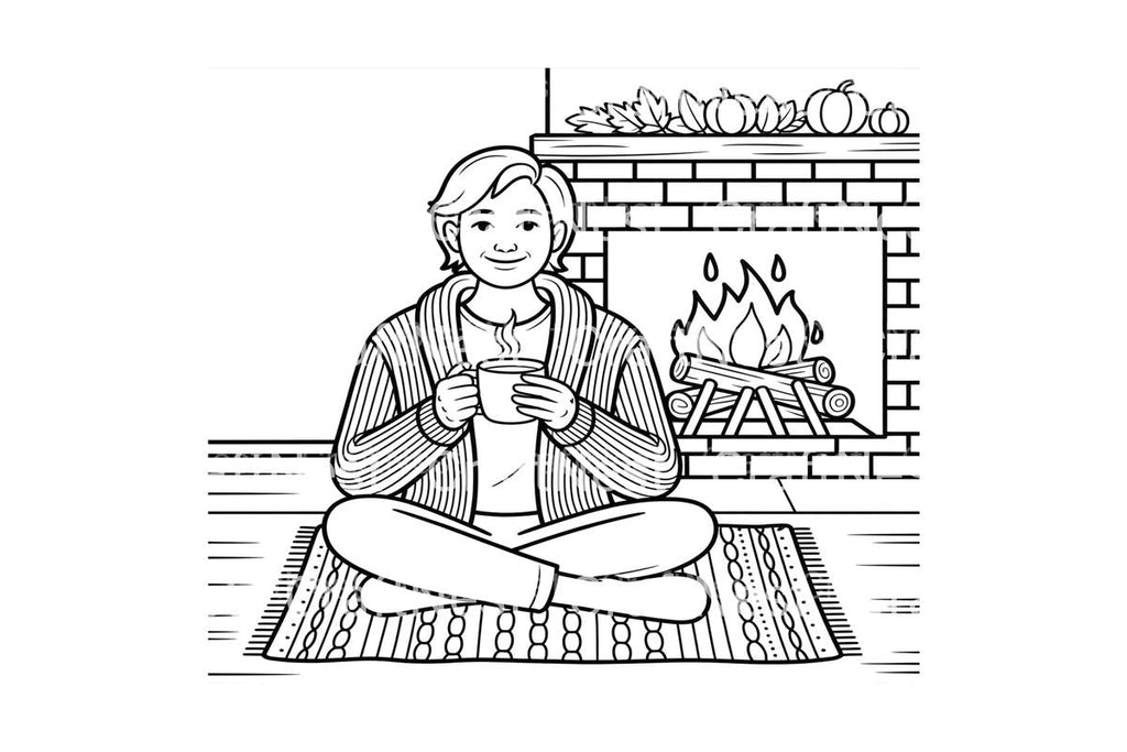 Relaxing by the Fireplace Coloring Books