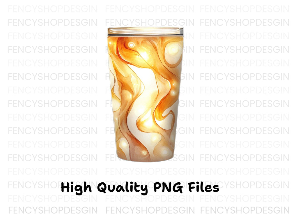Abstract Golden Swirl Tumbler Clipart Bundle