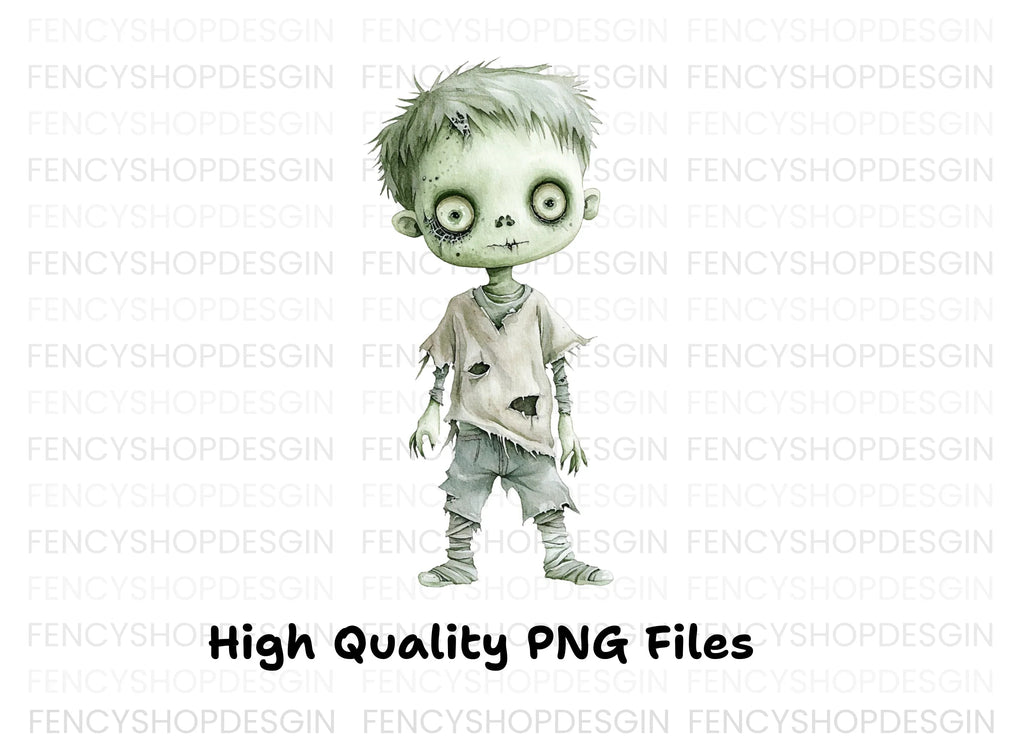 Cute Zombie Boy Clipart Bundle