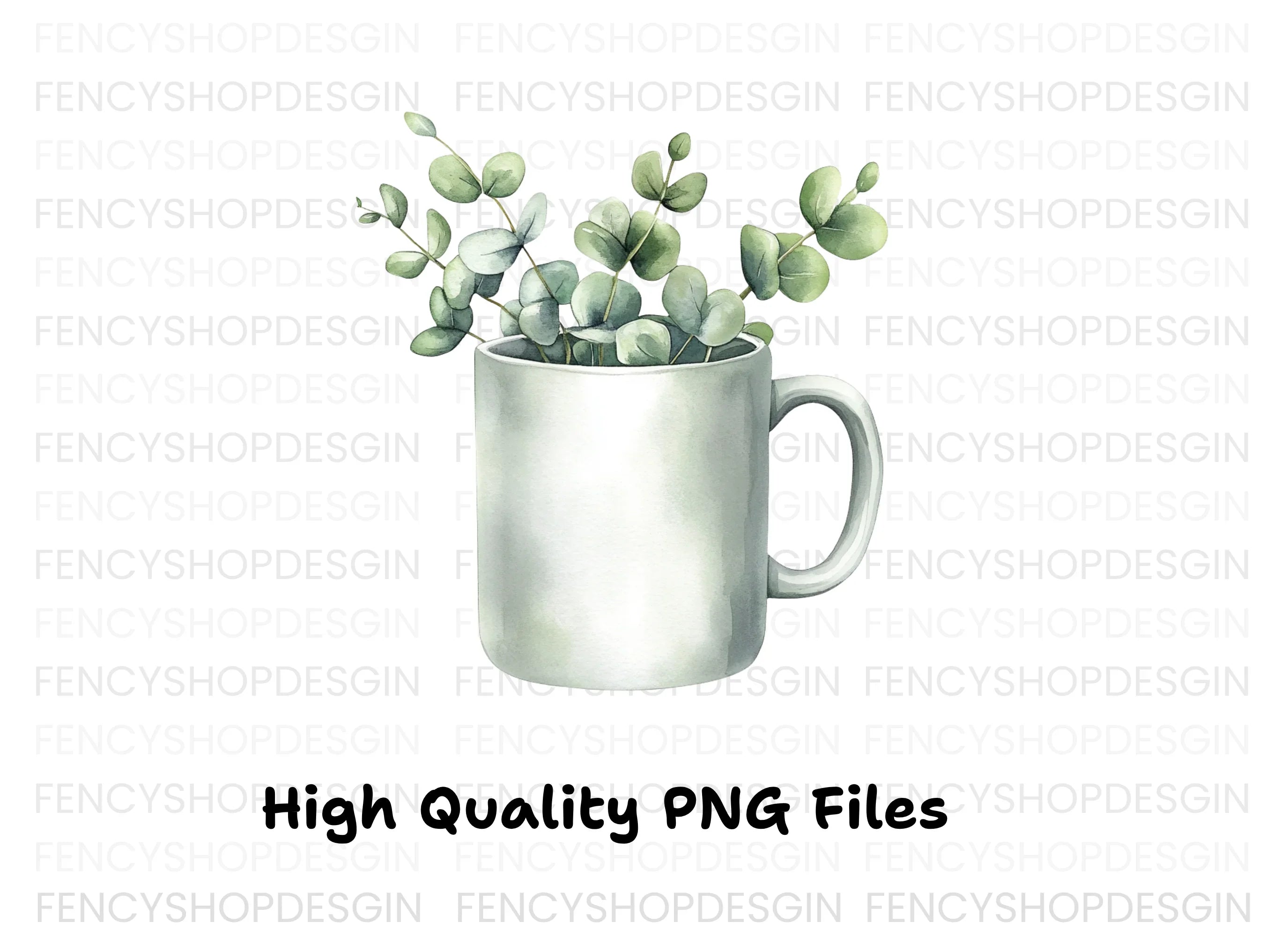 Eucalyptus in Mugs Clipart Bundle