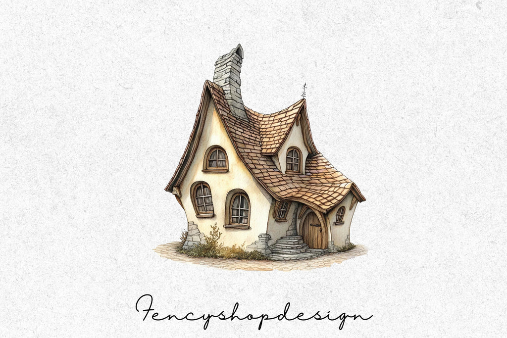 Whimsical Fantasy Cottage Clipart Bundle
