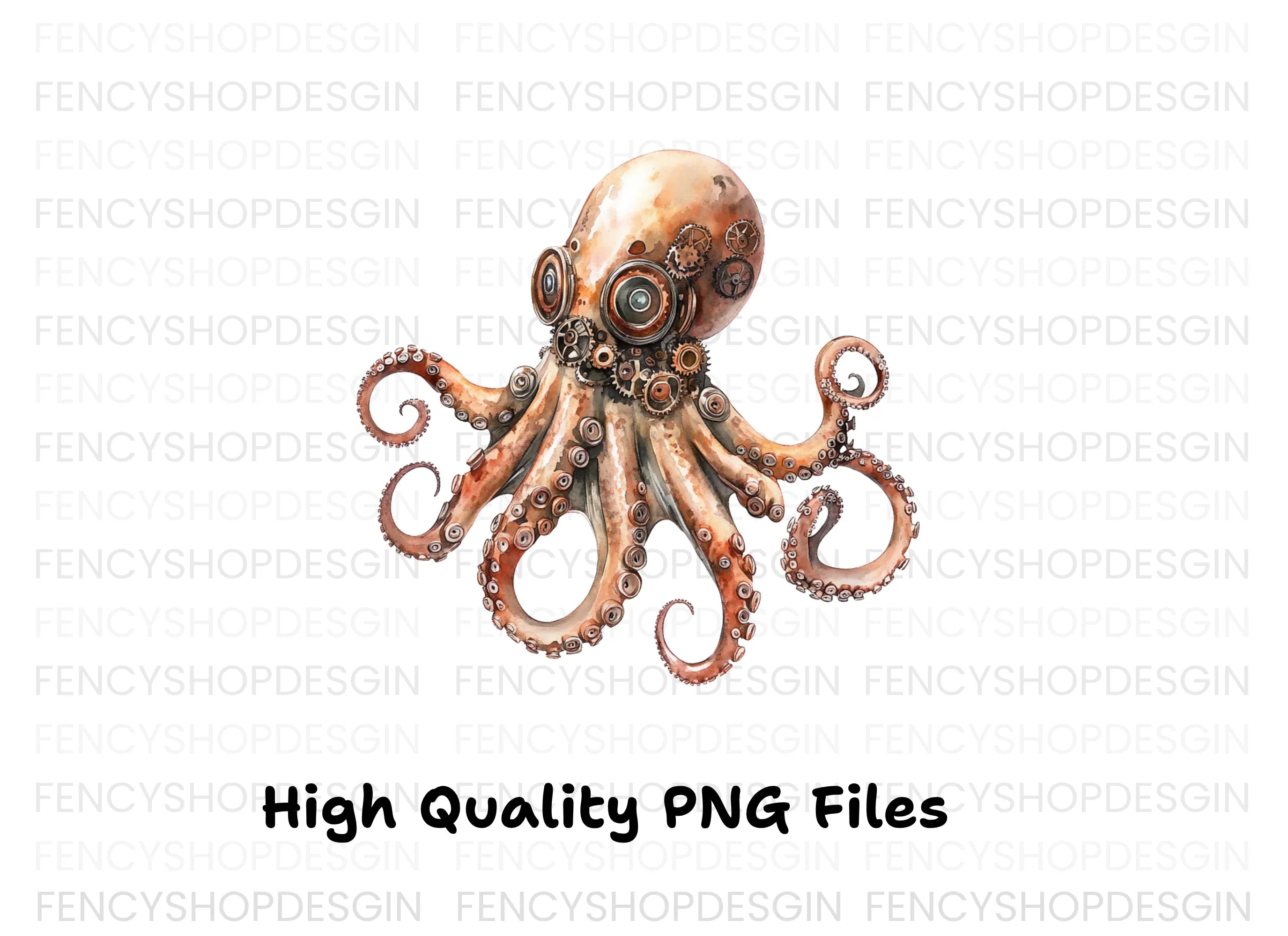 Steampunk Octopus Clipart Bundle