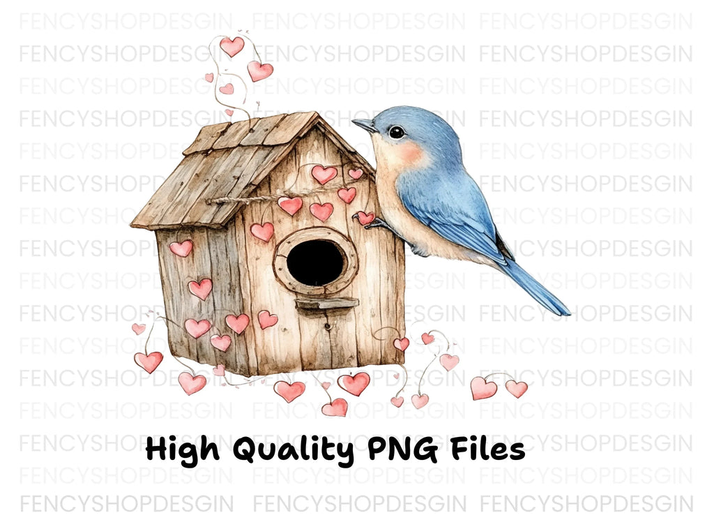 Bluebirds and Birdhouses Clipart Bundle