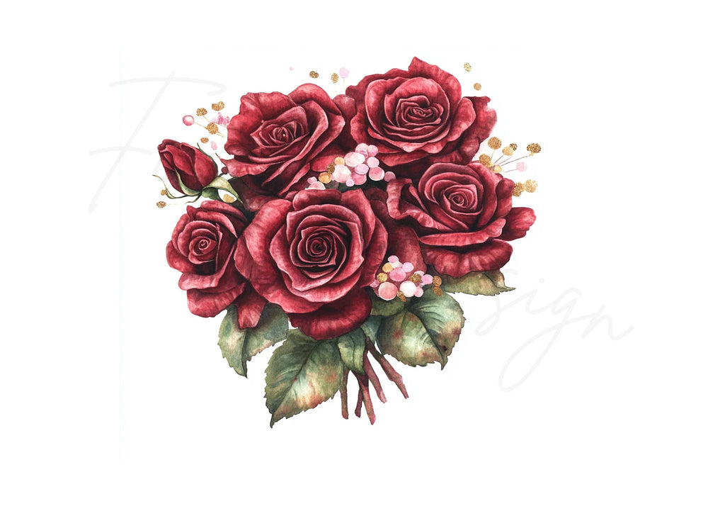 Red Rose Bouquets Clipart Bundle