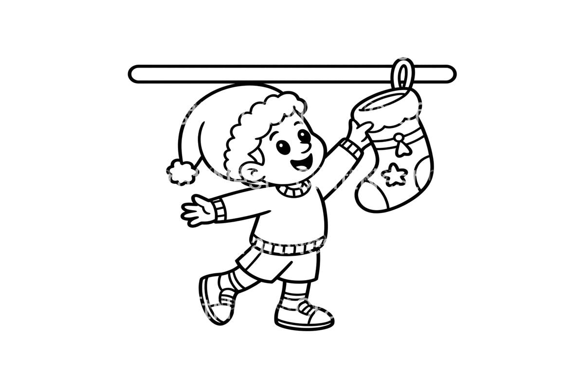 Kids Hanging Christmas Stockings Coloring Books