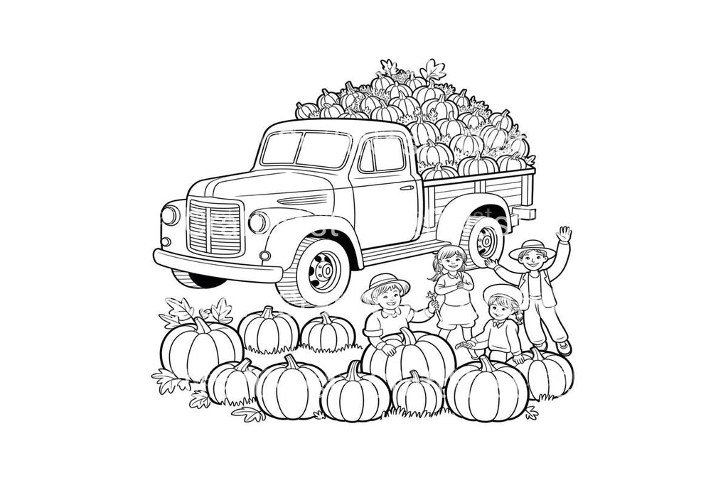Autumn Pumpkin Truck Fun Coloring Books
