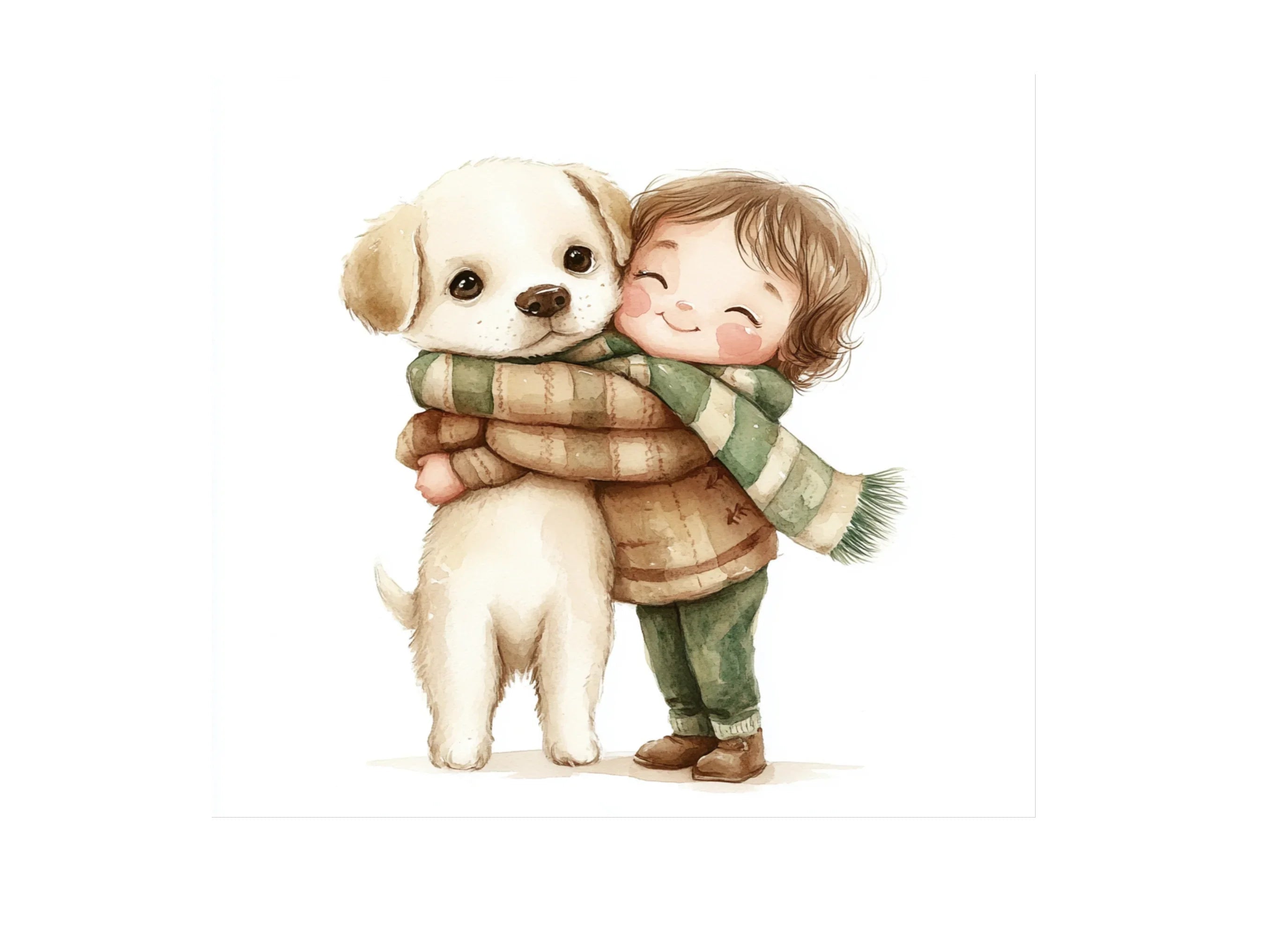 Cute Kids Hugging Dogs Clipart Bundle