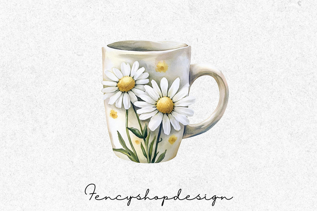 Daisy Mugs Clipart Bundle