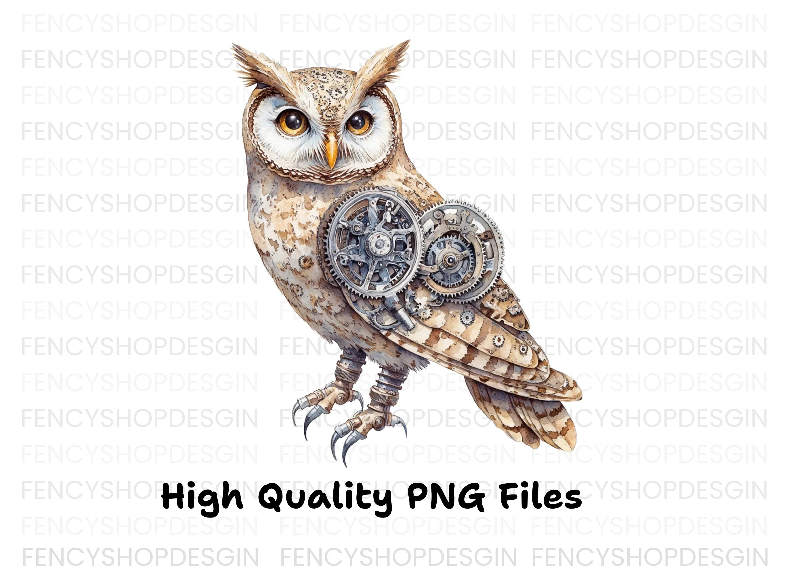 Steampunk Owl Mechanical Bird Clipart Bundle