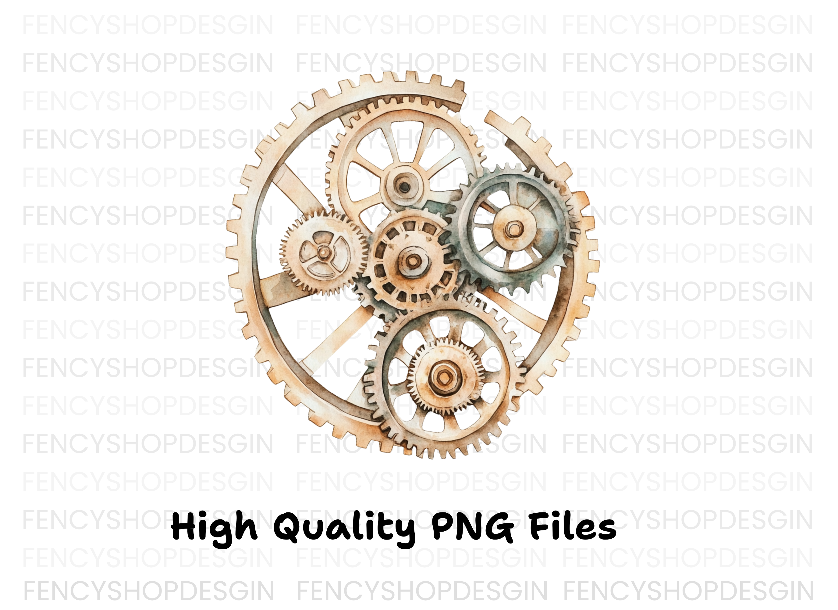 Interlocking Steampunk Gears Clipart Bundle