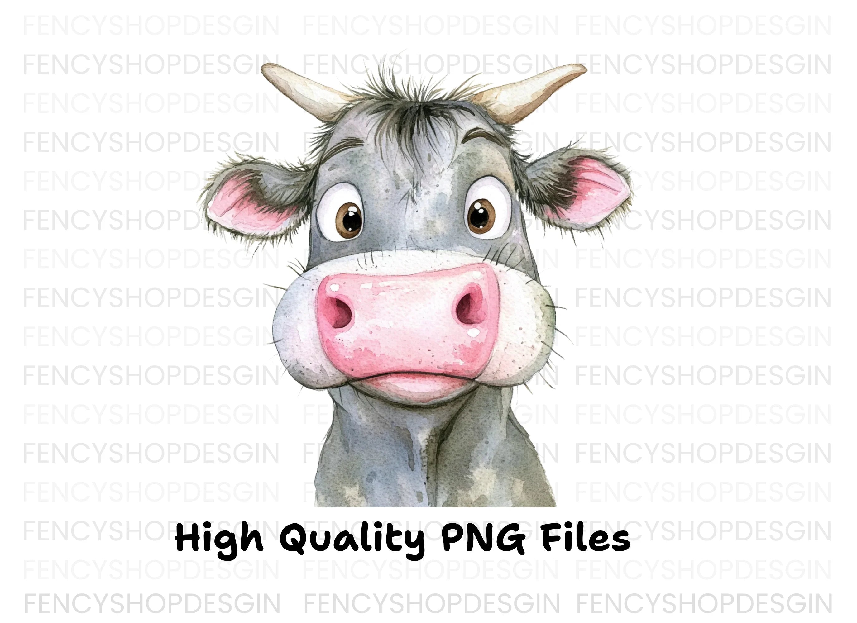 Cute Cartoon Cow Faces Clipart Bundle