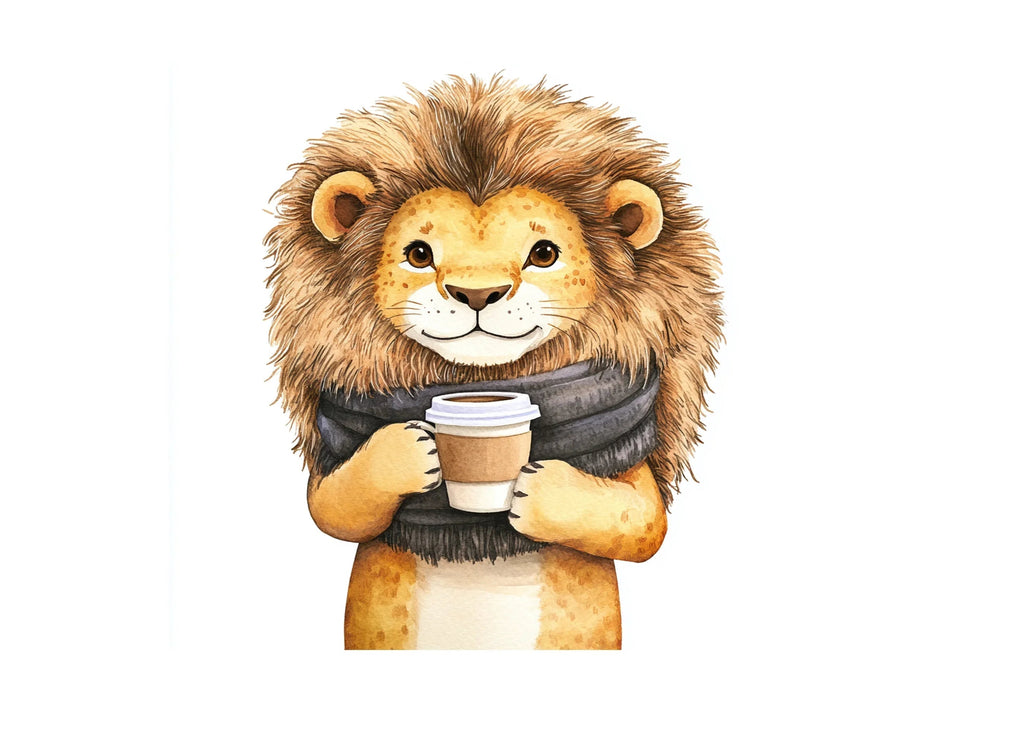 Charming Lion Coffee Cups Clipart Bundle