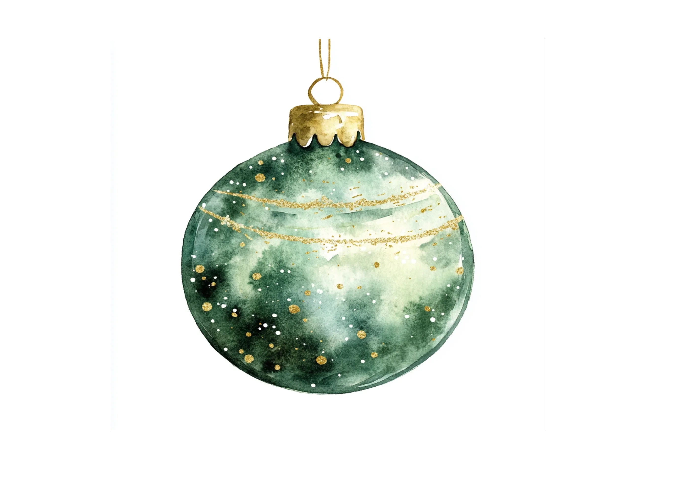 Green Christmas Ornaments Clipart Bundle
