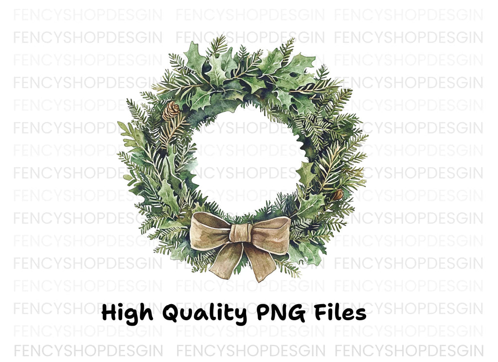 Elegant Holly Wreath Clipart Bundle