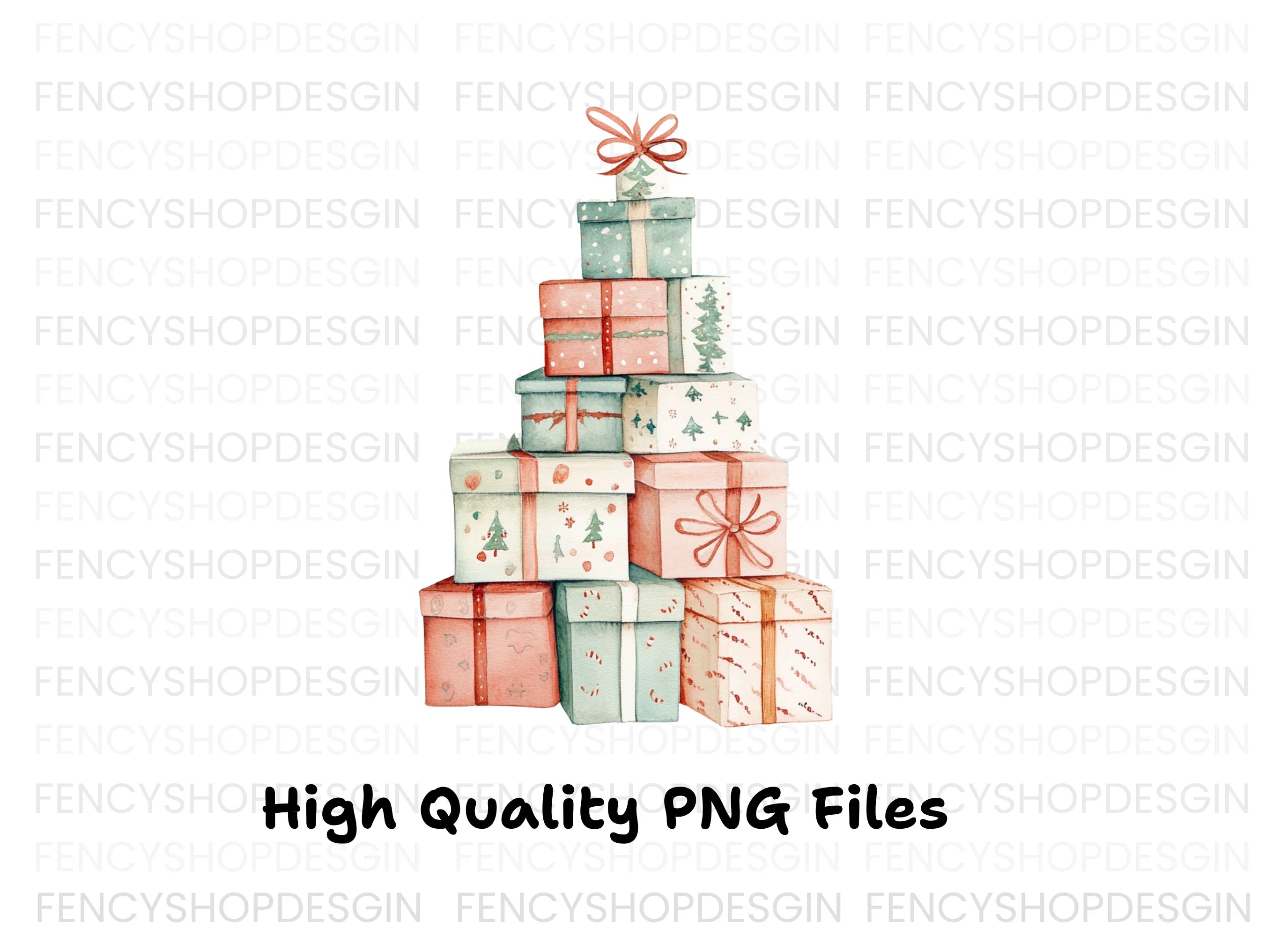 Christmas Gift Box Stacks Clipart Bundle
