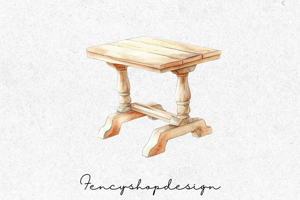 Rustic Wooden Tables Clipart Bundle