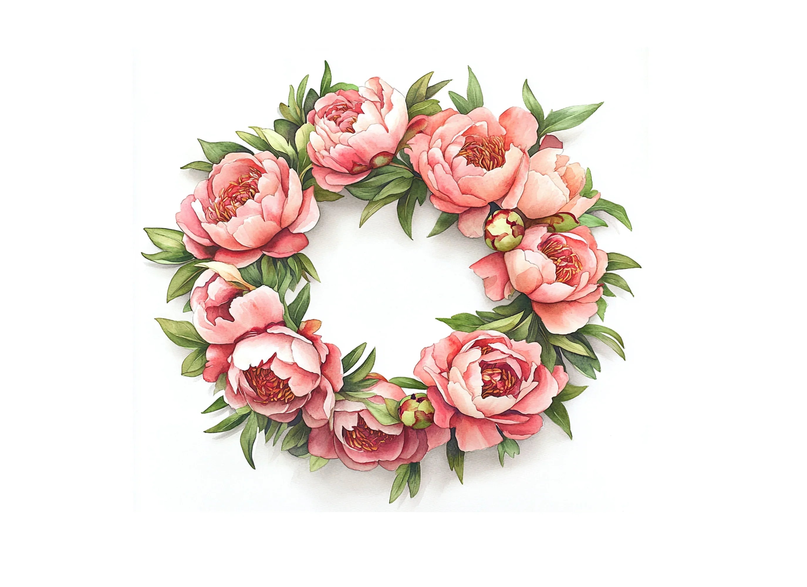 Vibrant Peony Wreath Clipart Bundle