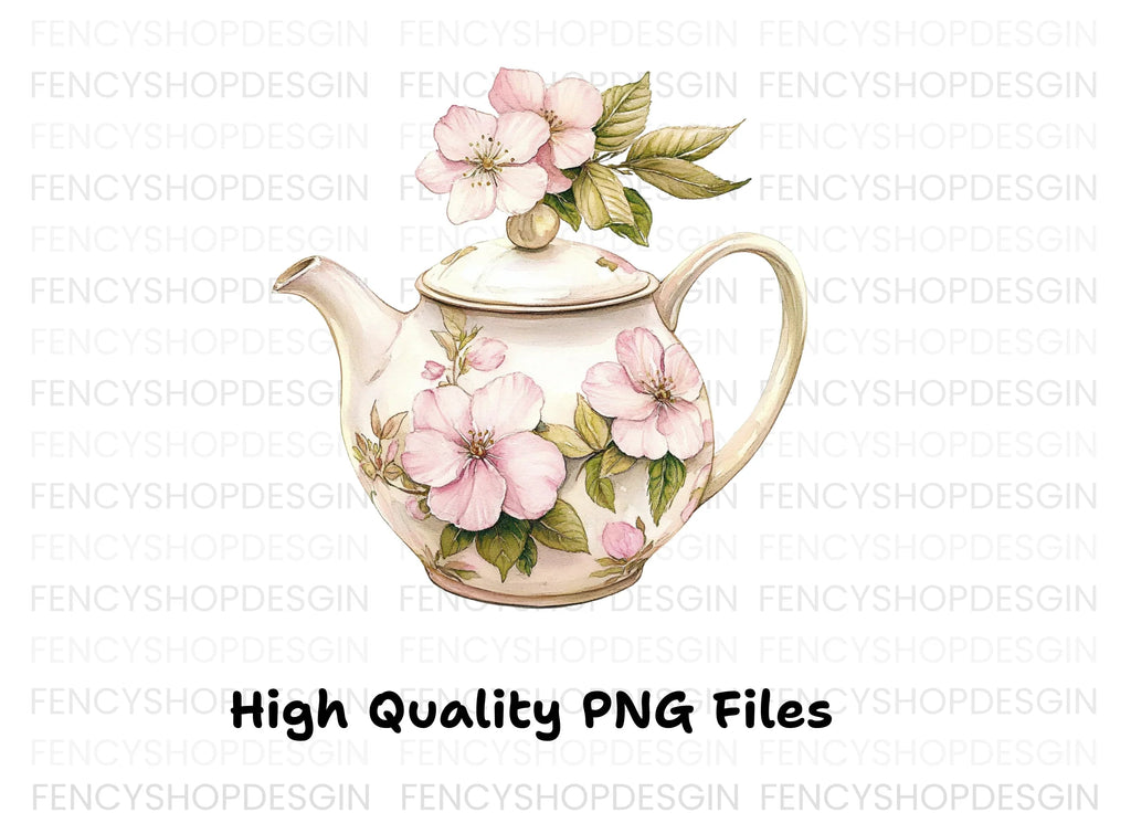 Floral Teapot Clipart Bundle