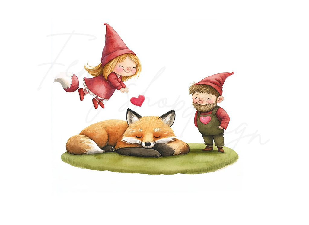 Cute Gnomes and Fox Clipart Bundle