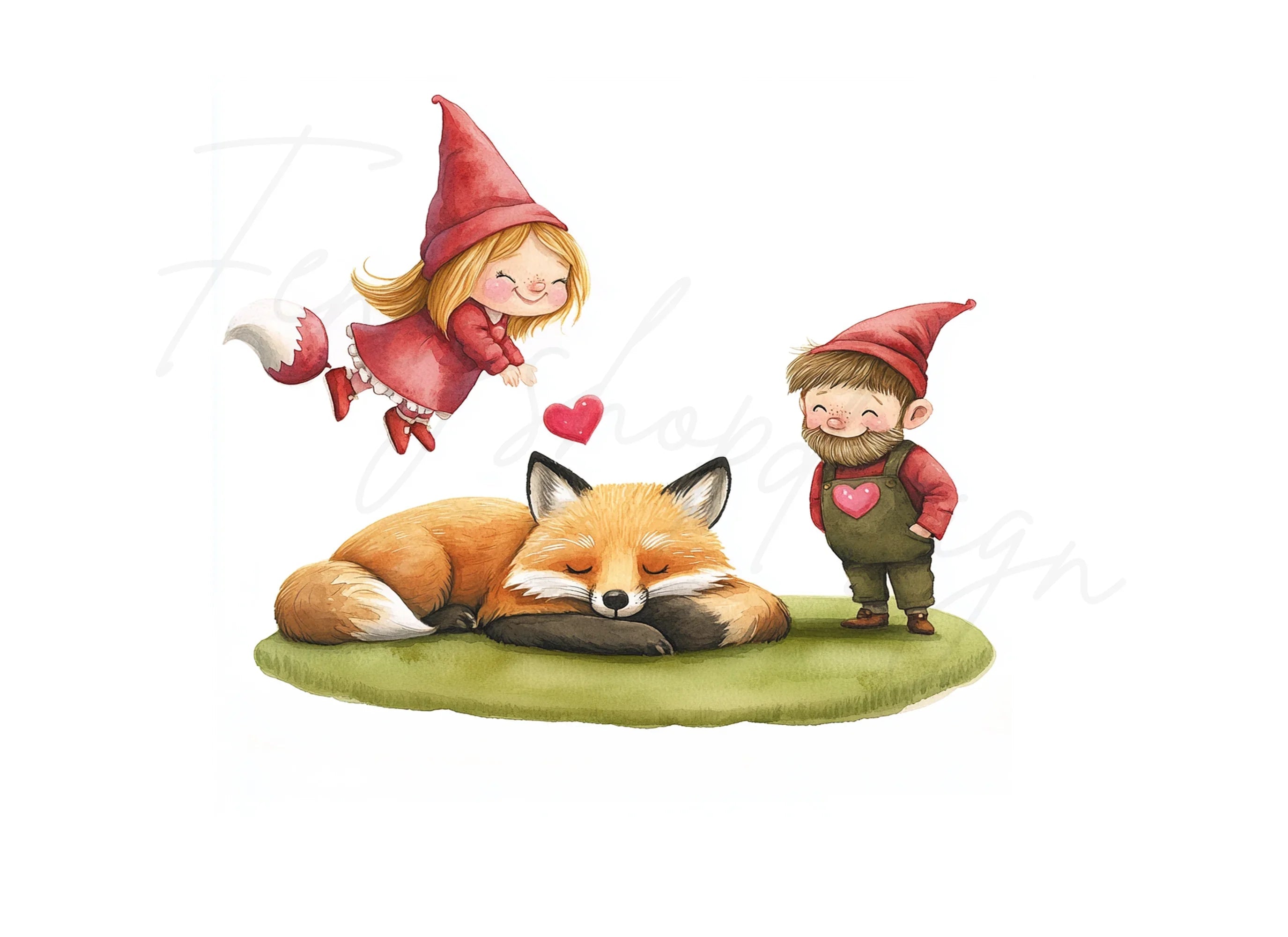 Cute Gnomes and Fox Clipart Bundle