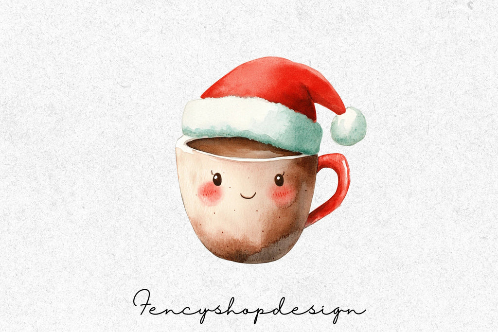 Cute Christmas Mugs Clipart Bundle